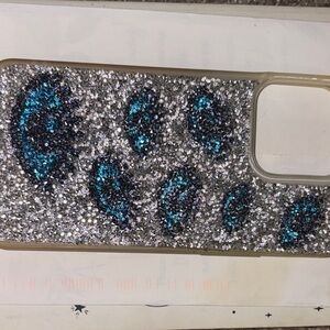Silver and Blue Glitter Butterfly Phone Case